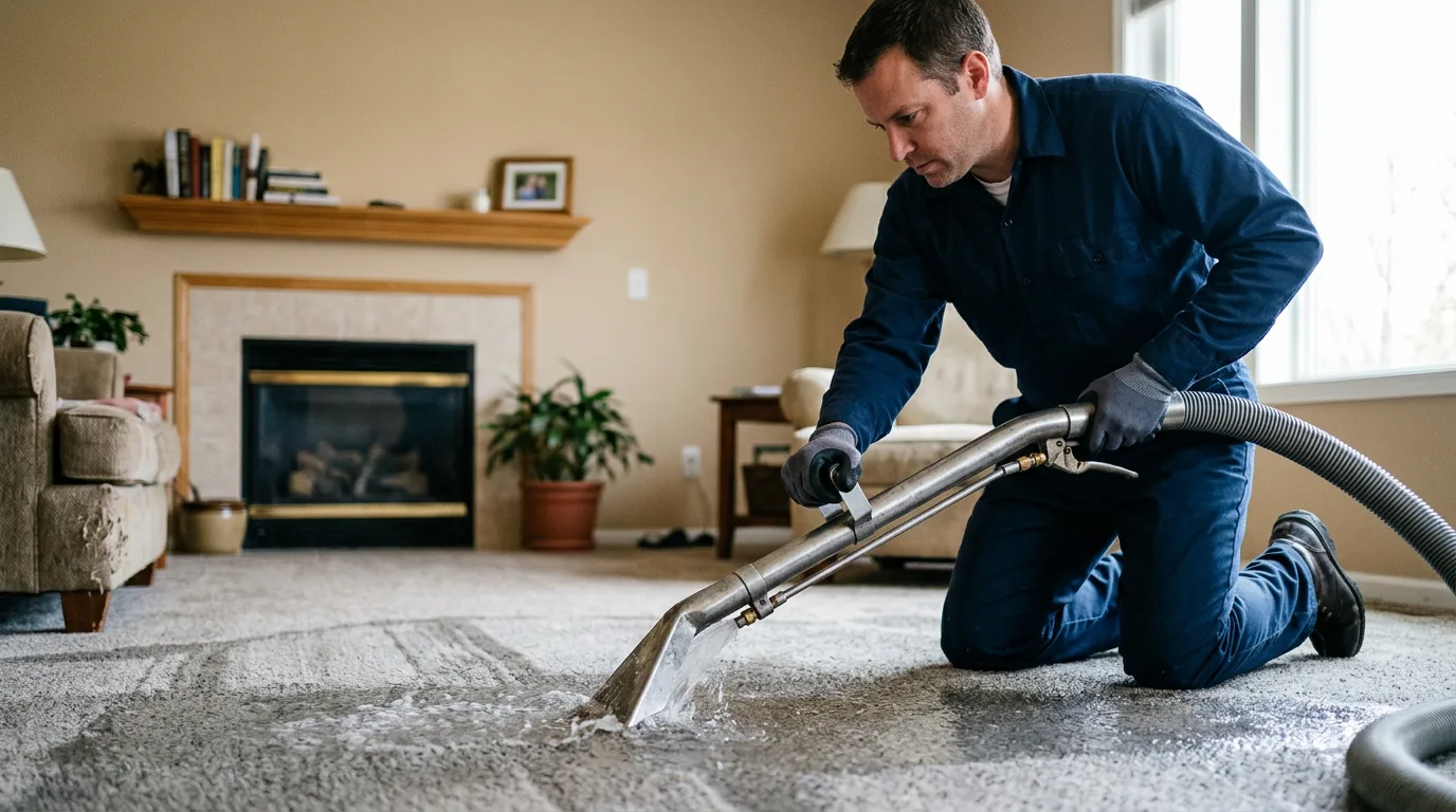 Water damage restoration technician working near Waynesboro, TN
